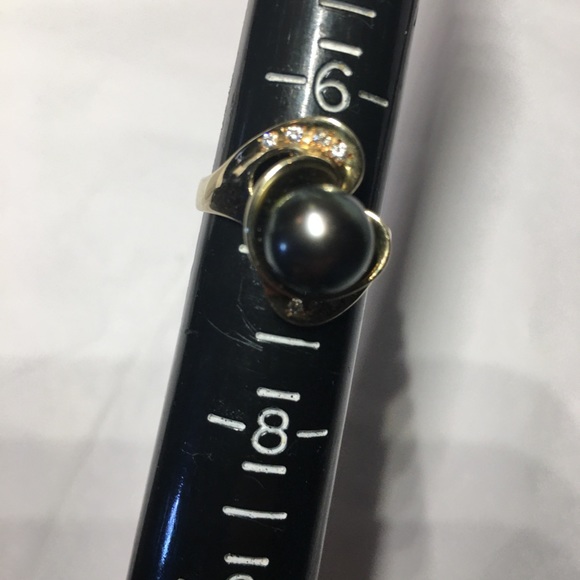 14K gold black pearl ring - Picture 3 of 4